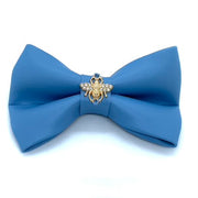 Puccissime Pet Couture- Baby maya blue luxury designer vegan leather dog bow tie- made in Canada
