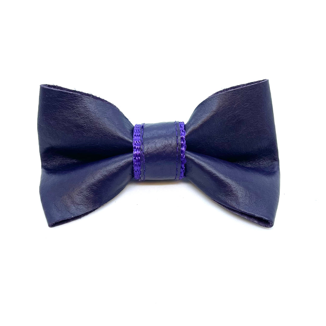 Lilac dog full set collar, leash, bow tie genuine leather- made in Canada