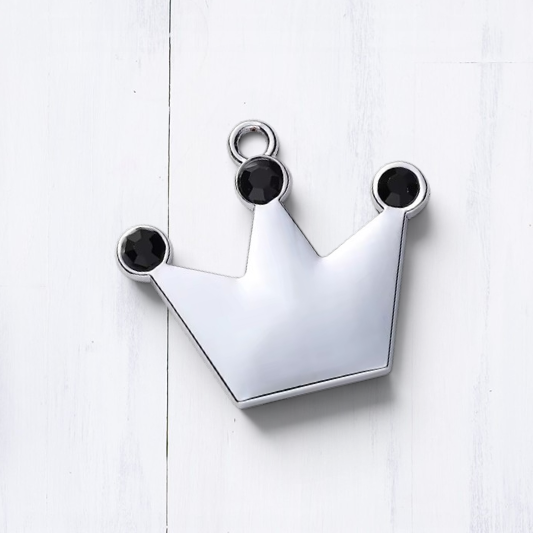 Personalized Engraved Stainless Steel black crown Paw Pet ID Tag