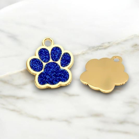 Personalized Engraved Stainless Steel Blue Paw Pet ID Tag