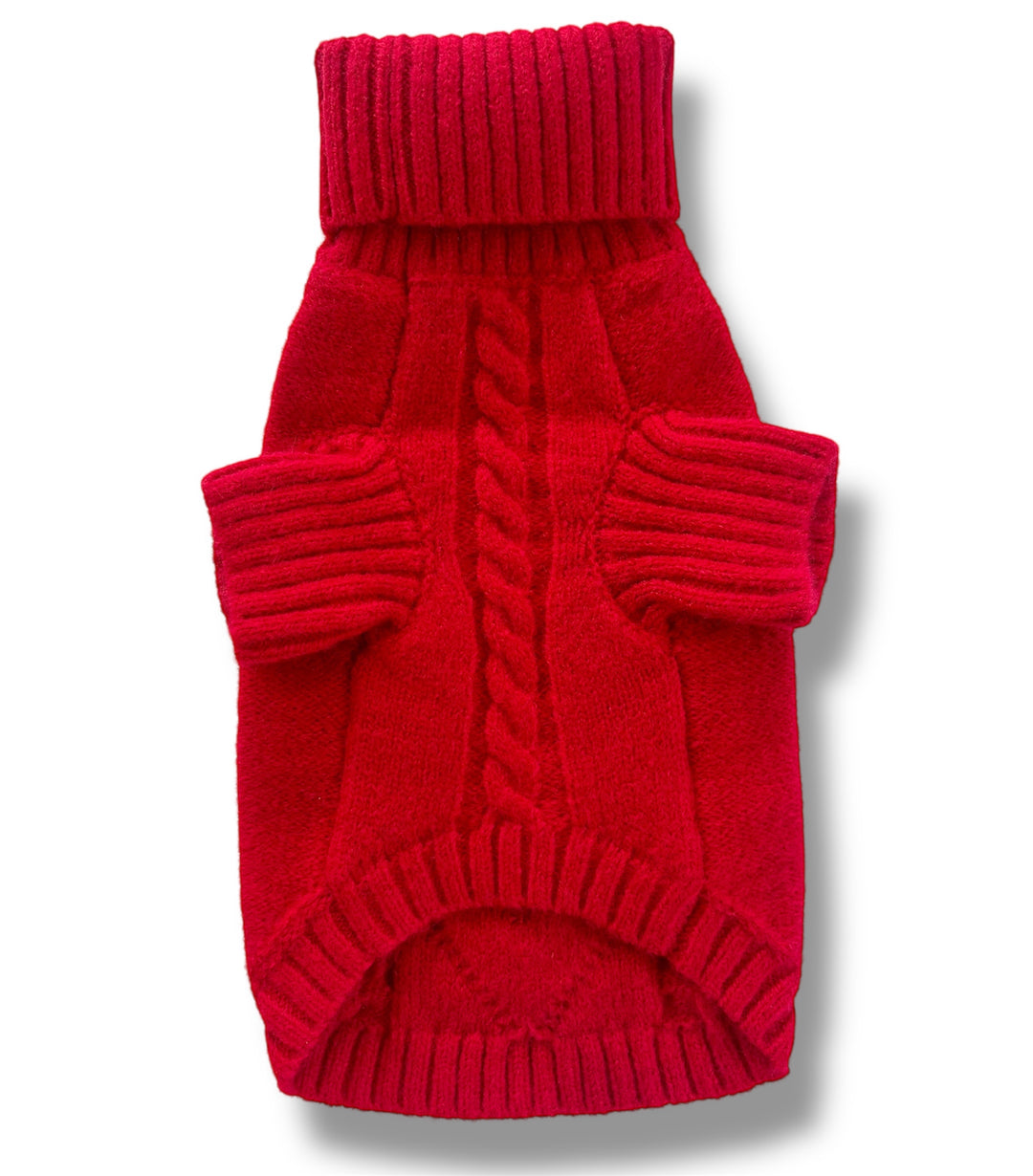 Puccissime red wool sweater with buttons for dogs and cats 
