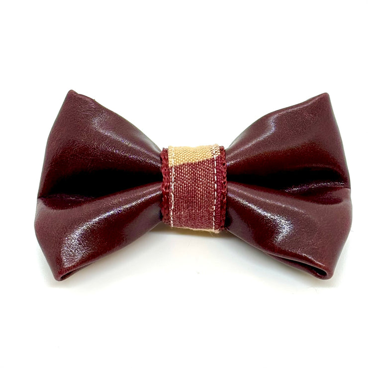 Merlot burgundy and beige dog bow tie - made in canada