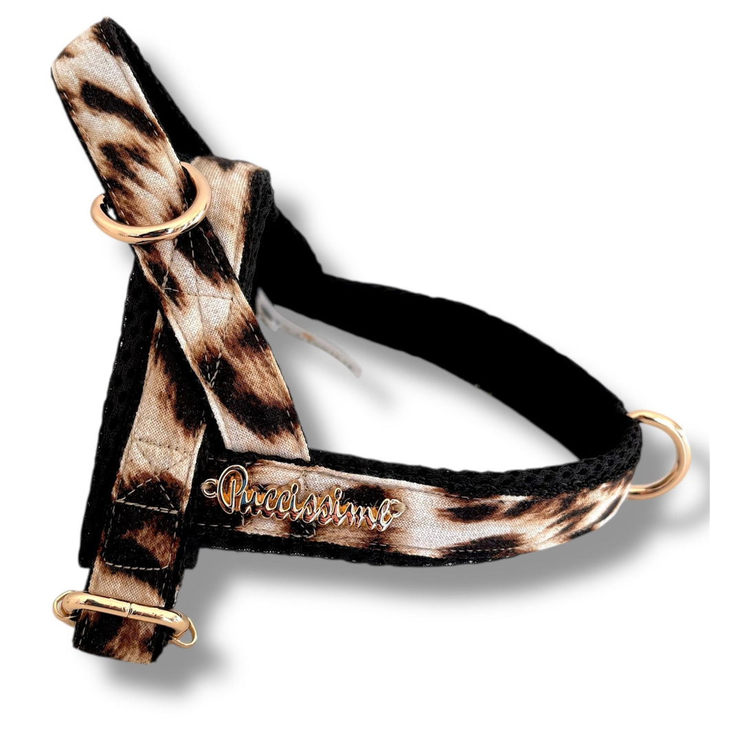 Leopard Norwegian dog harness animal print