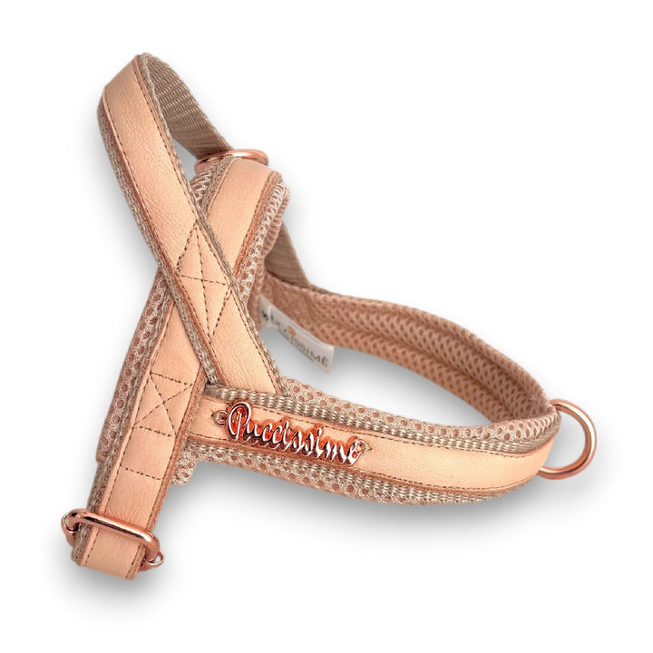 Peach real leather dog Norwegian harness