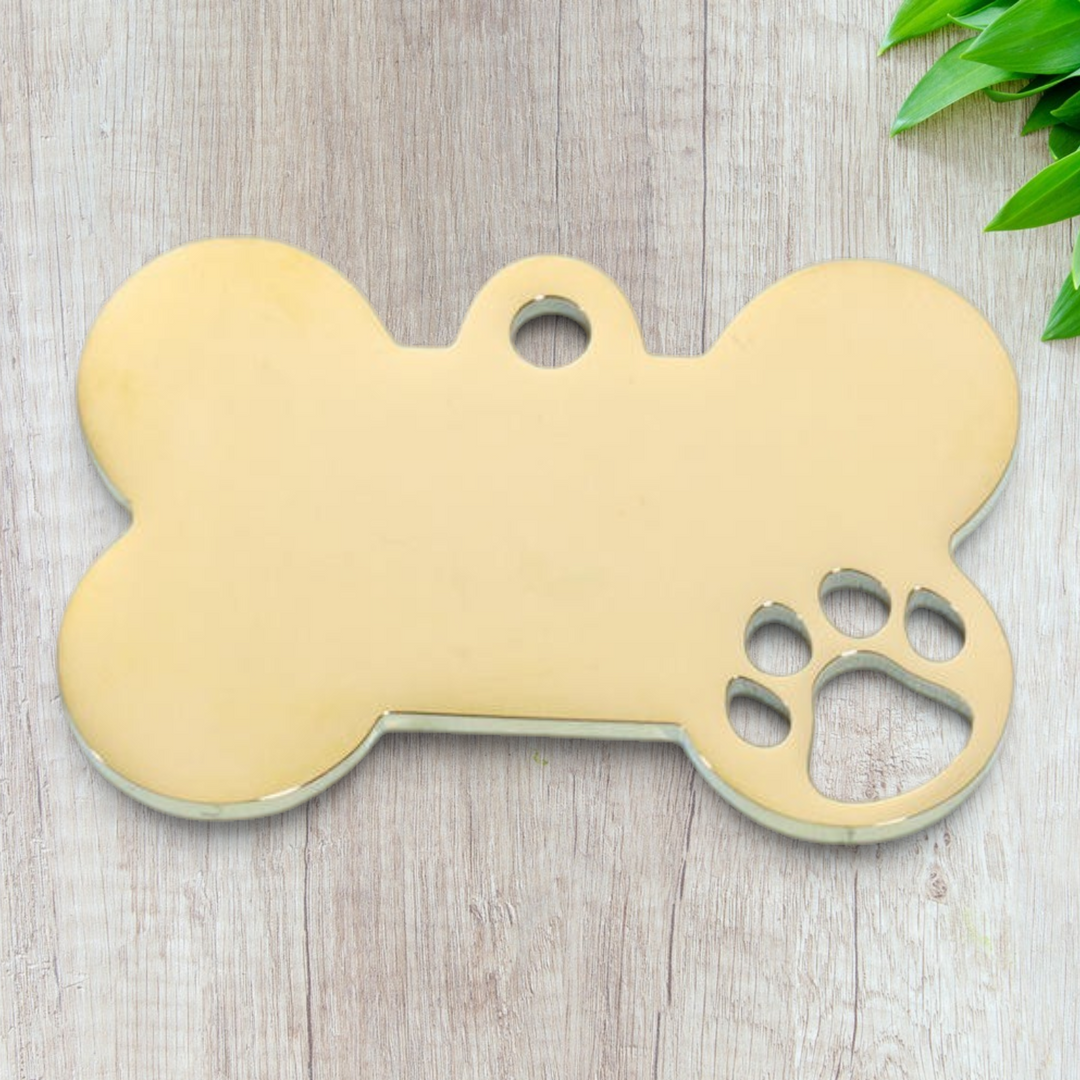 Personalized Engraved Stainless Steel Gold Bone Pet ID Tag