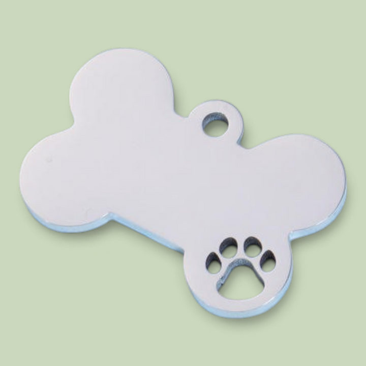 Personalized Engraved Stainless Steel Silver Bone  Pet ID Tag