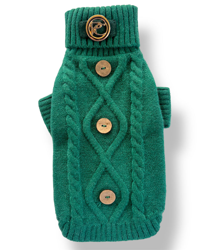 Puccissime green wool sweater for dogs and cats 