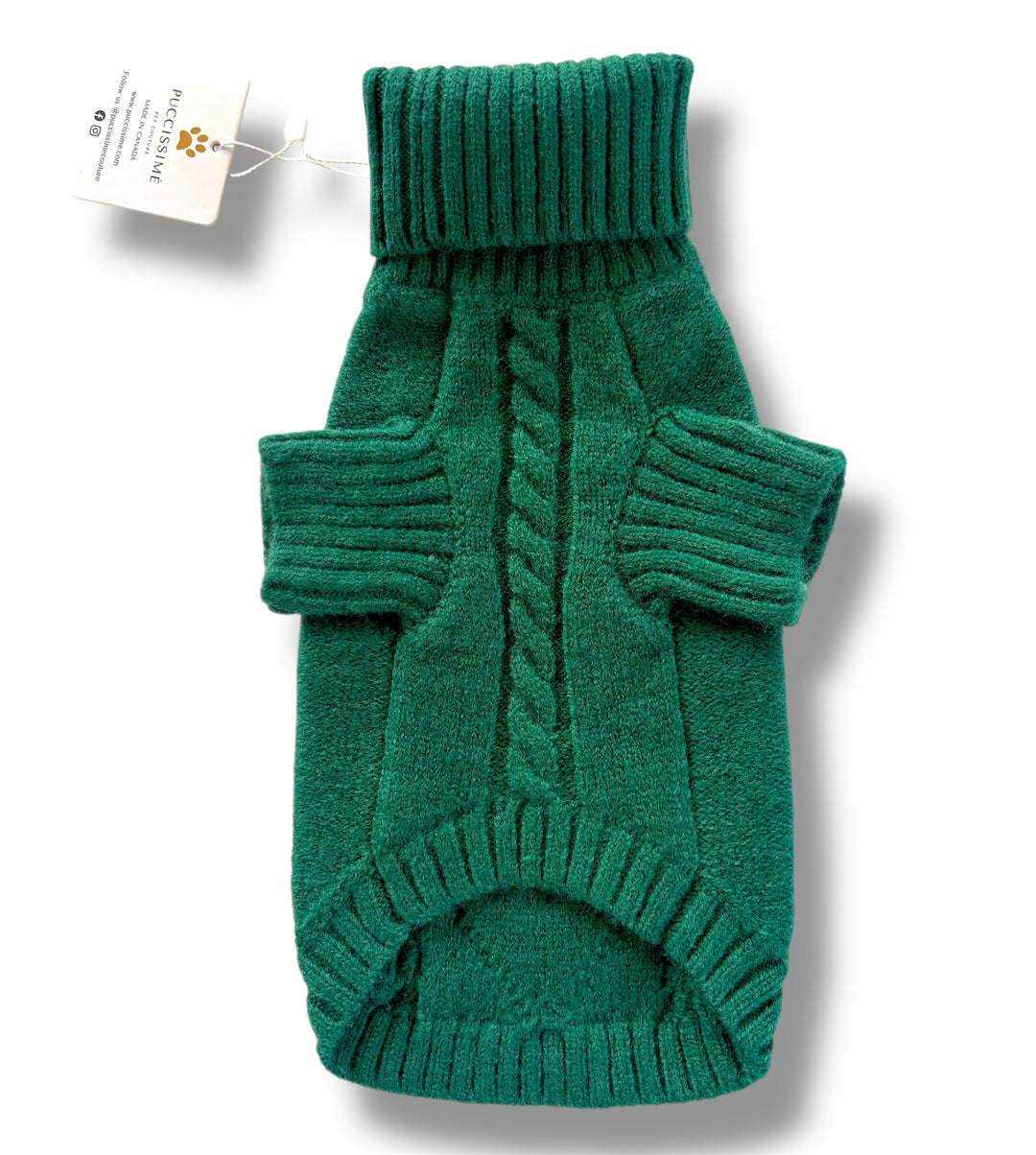 Puccissime green wool sweater for dogs and cats 