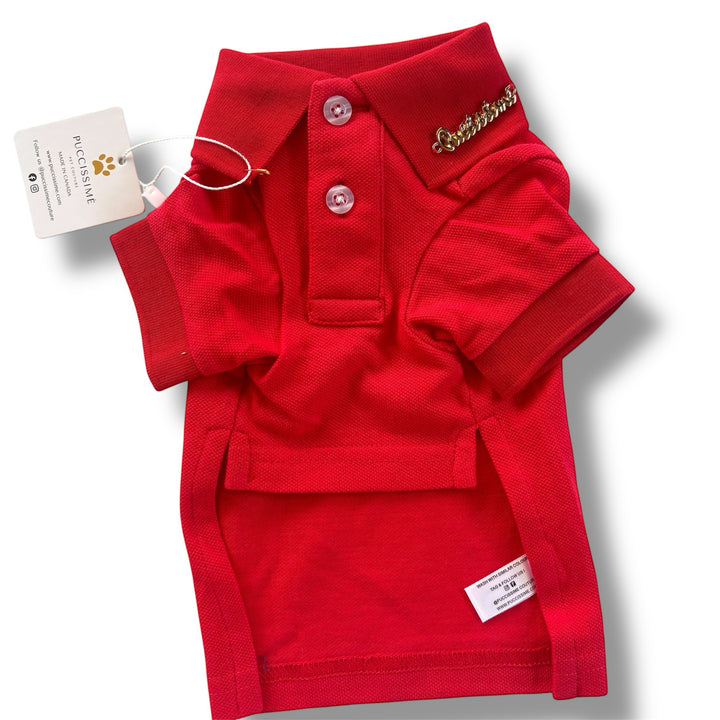 Puccissime red cotton polo shirt for dogs and cats