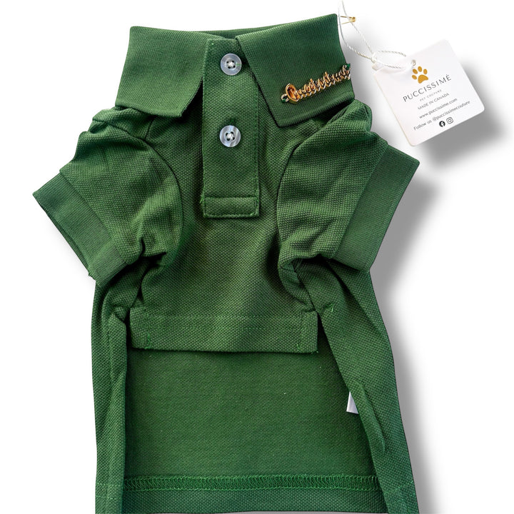 Puccissime green cotton polo shirt for dogs and cats
