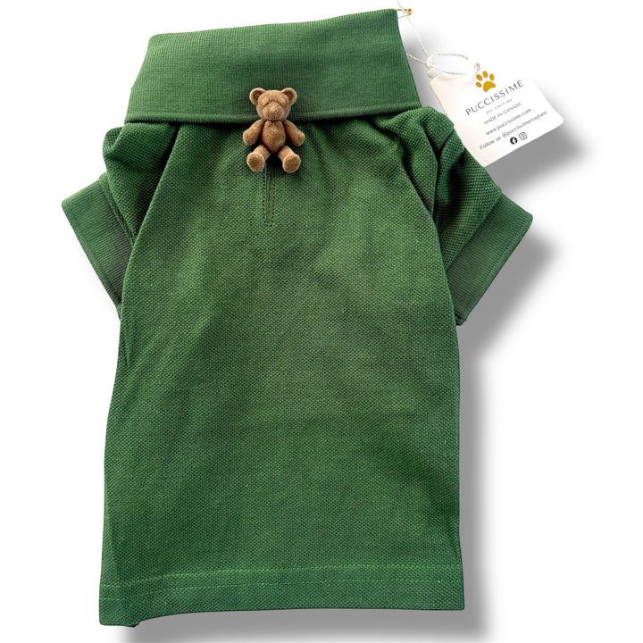 Puccissime green cotton polo shirt for dogs and cats