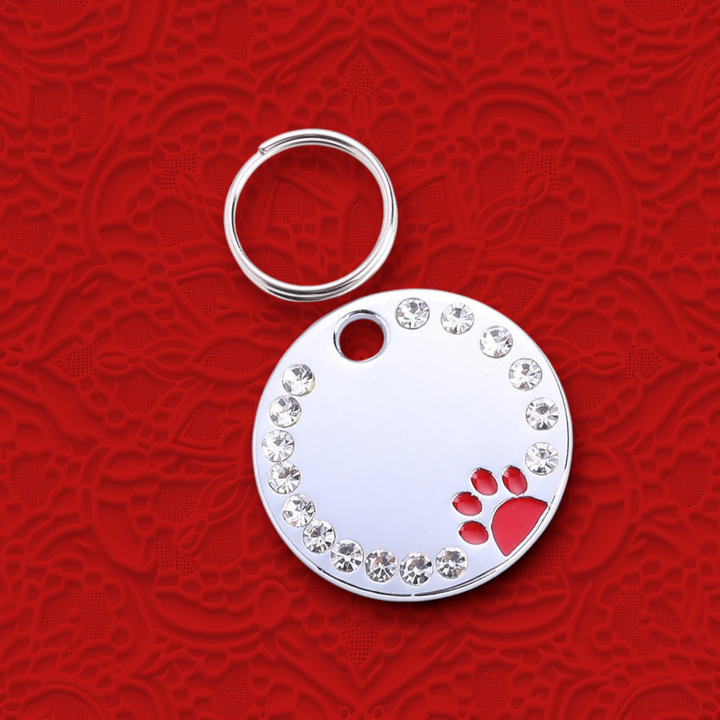 Personalized Engraved Stainless Steel Red Round Pet ID Tag