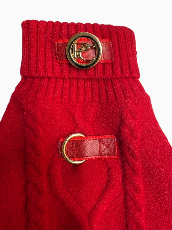 Red sweater with D-ring