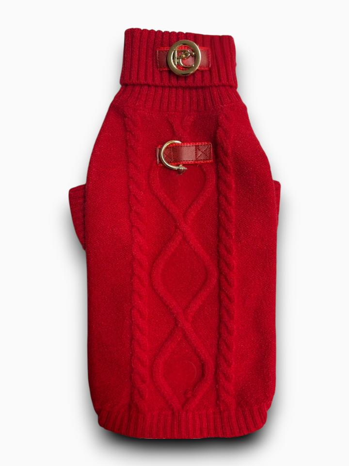Red sweater with D-ring
