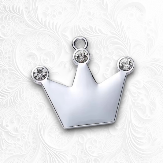 Personalized Engraved Stainless Steel White crown Paw Pet ID Tag