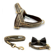 Tierra no mat no pull no choke easy wear dog harness collar bow tie and leash matching set -made in Canada