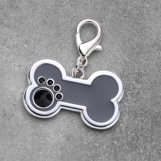 Personalized Engraved Stainless Steel Grey Bone Pet ID Tag