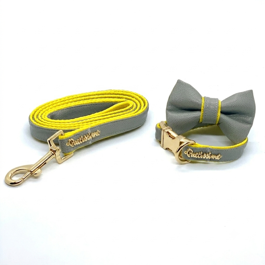 luxury-grey-yellow-dog-collar-and-leash-canada