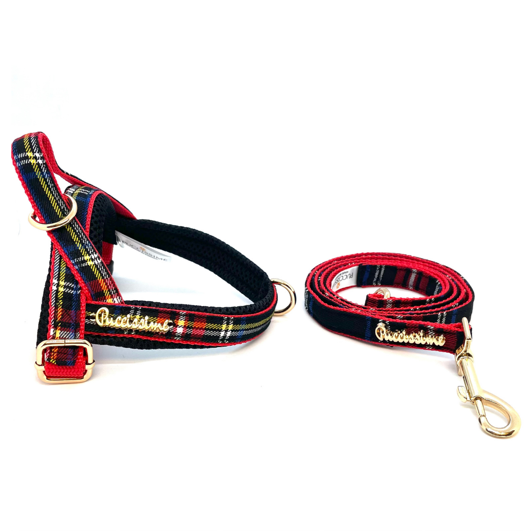 Carnegie Plaid Red One-Click Dog Harness