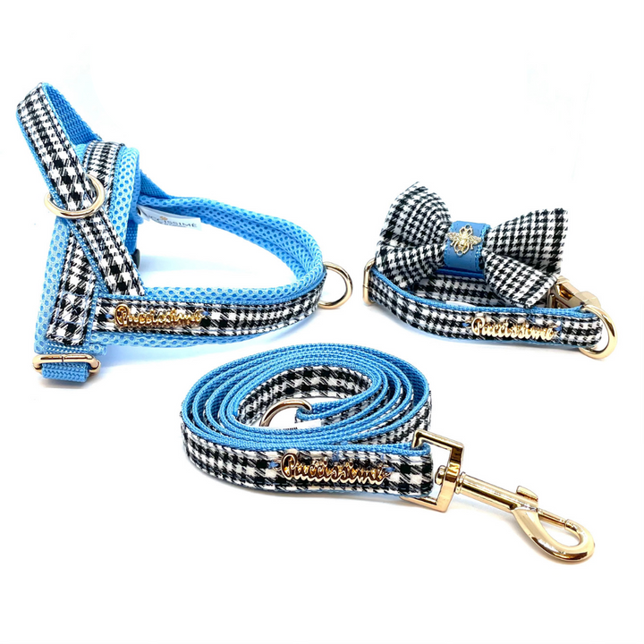 Prince Houndstooth Blue One-Click Dog Harness