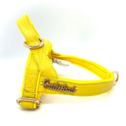 Yellow One Click harness -Genuine Leather, Puccissime Pet Couture