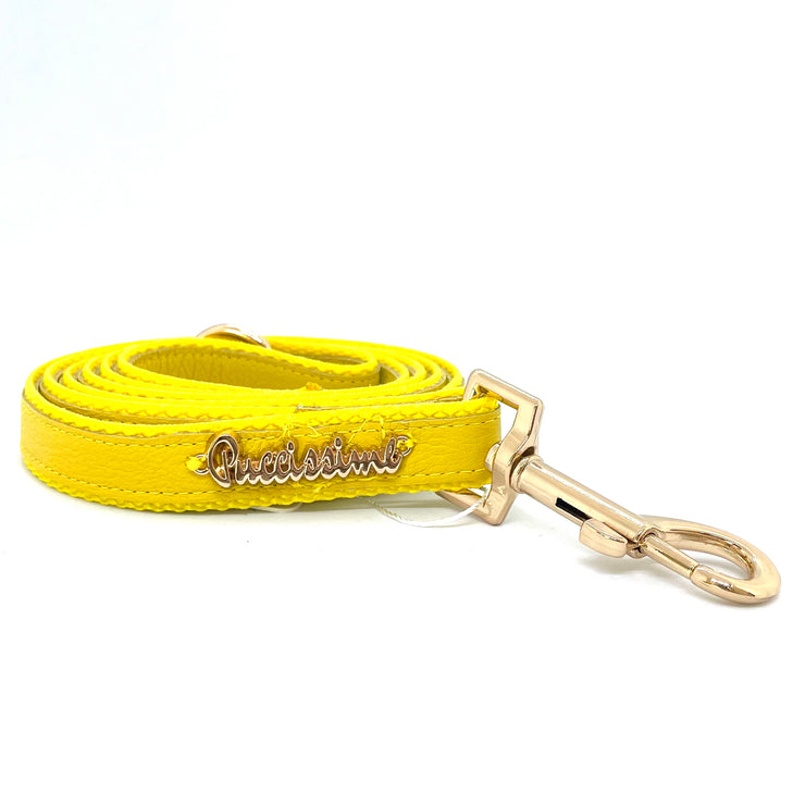 Yellow leash-Genuine Leather, Puccissime Pet Couture