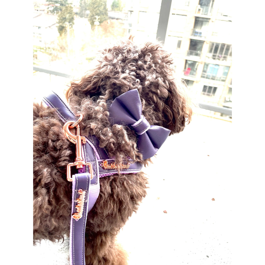 Puccissime Pet Couture- Lilac purple vegan elegant luxury designer dog bow tie- made in Canada