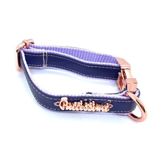 Puccissime Pet Couture- Purple lilac luxury designer vegan leather dog collar- made in Canada