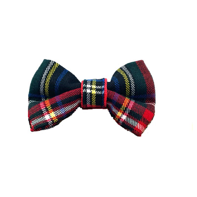 Puccissime Carnegie black, red, yellow plaid luxury tartan dog bow tie. MADE IN CANADA