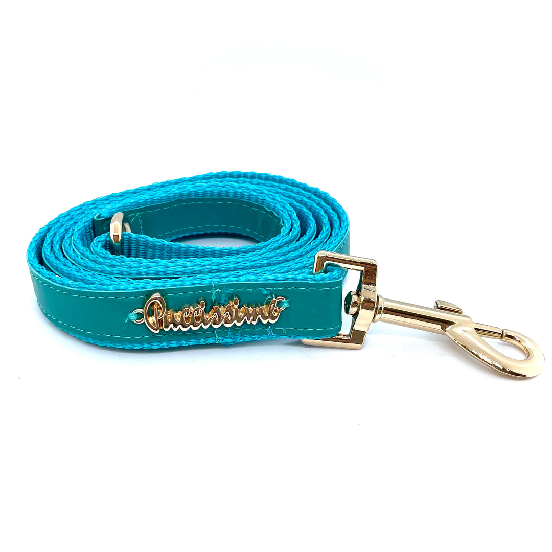 Aqua dog full set collar, leash, bow tie genuine leather- made in Canada 