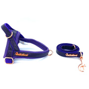 Lilac dog full set collar, leash, bow tie genuine leather- made in Canada  