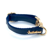 Puccissime Neptune navy luxury vegan leather dog collar. MADE IN CANADA.