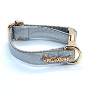 Puccissime Diva silver luxury vegan leather dog collar. MADE IN CANADA.