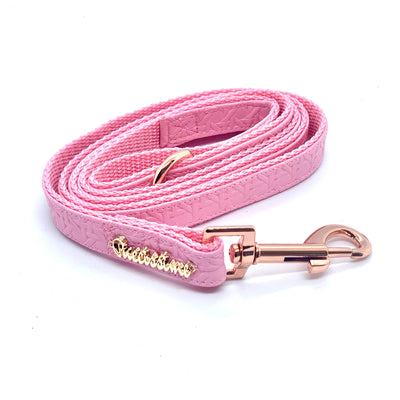 Puccissime Rosie pink luxury vegan leather dog leash. Made in Canada.