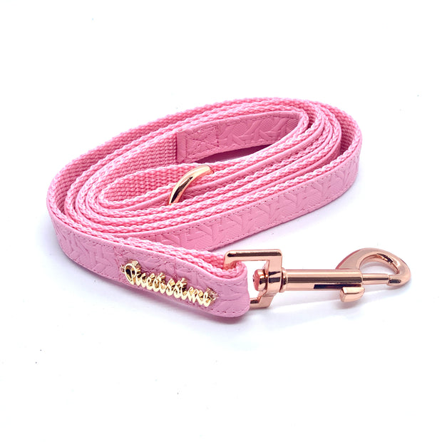 Puccissime Rosie pink luxury vegan leather dog leash. Made in Canada.