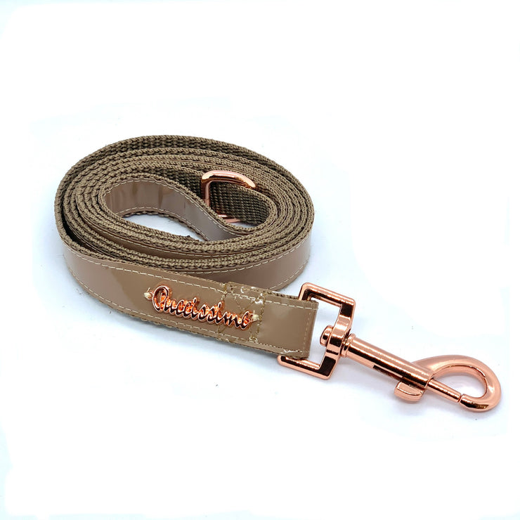 Puccissime Champagne beige luxury vegan leather dog leash. MADE IN CANADA.