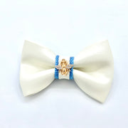 Puccissime My baby boy blue and white luxury vegan leather dog bow tie. MADE IN CANADA.