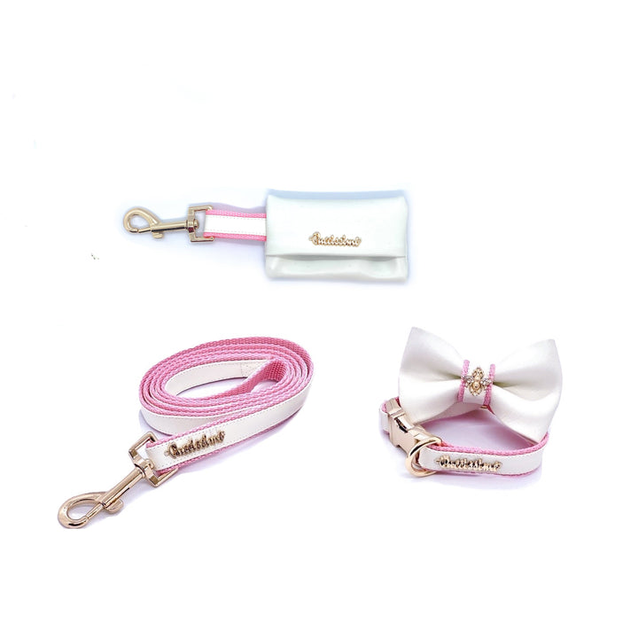 My baby girl collar, bow tie, leash and poo bag set