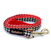 Puccissime Affinity red houndstooth luxury cotton dog leash. MADE IN CANADA.